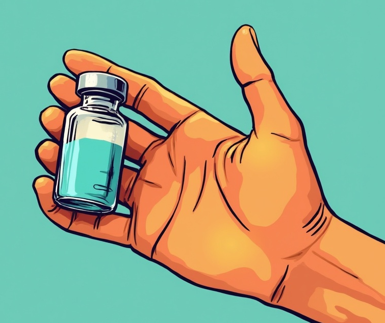 Main tenant un flacon