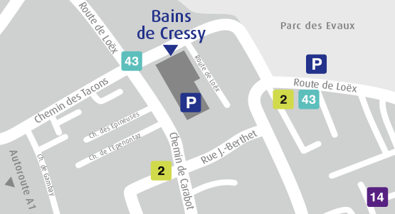 Bains de Cressy - plan de parking