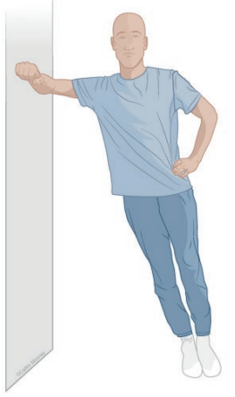 Planche latérale au mur en écartant la hanche