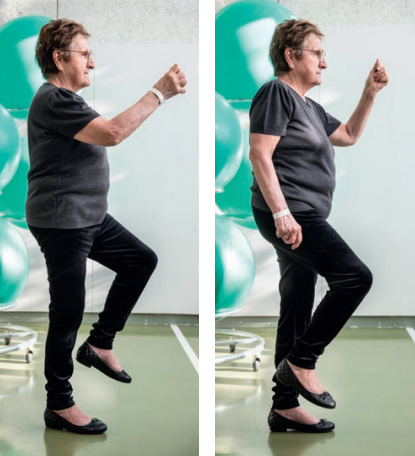 Lombalgies communes aiguës : exercices Marche sur place