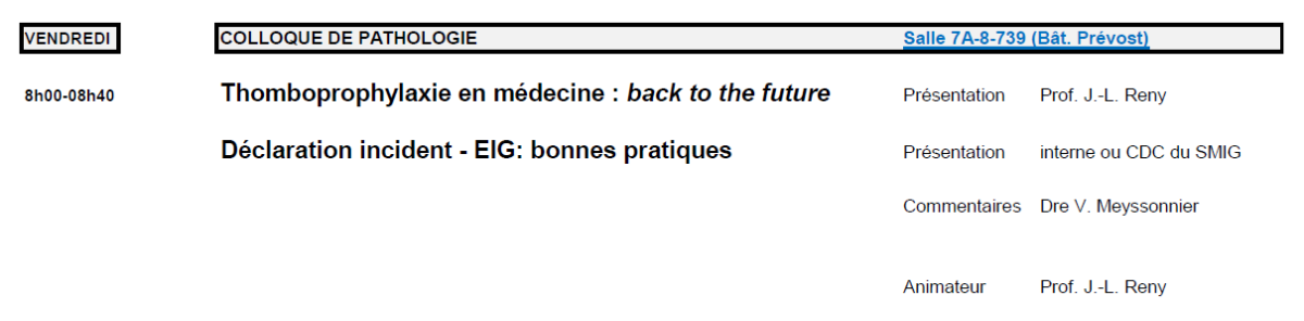 colloque du vendredi