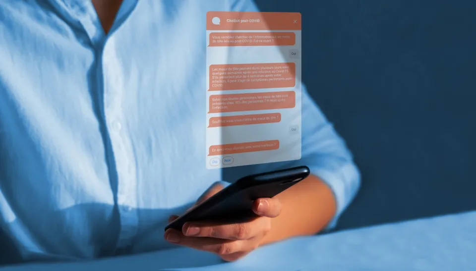 Photo of individual using RAFAEL chatbot