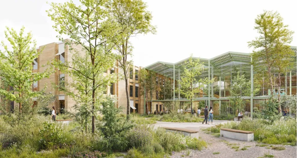 Parvis du futur hôpital de psychiatrie à Genève - Copyright : ffbk Architectes et PTArchitecten