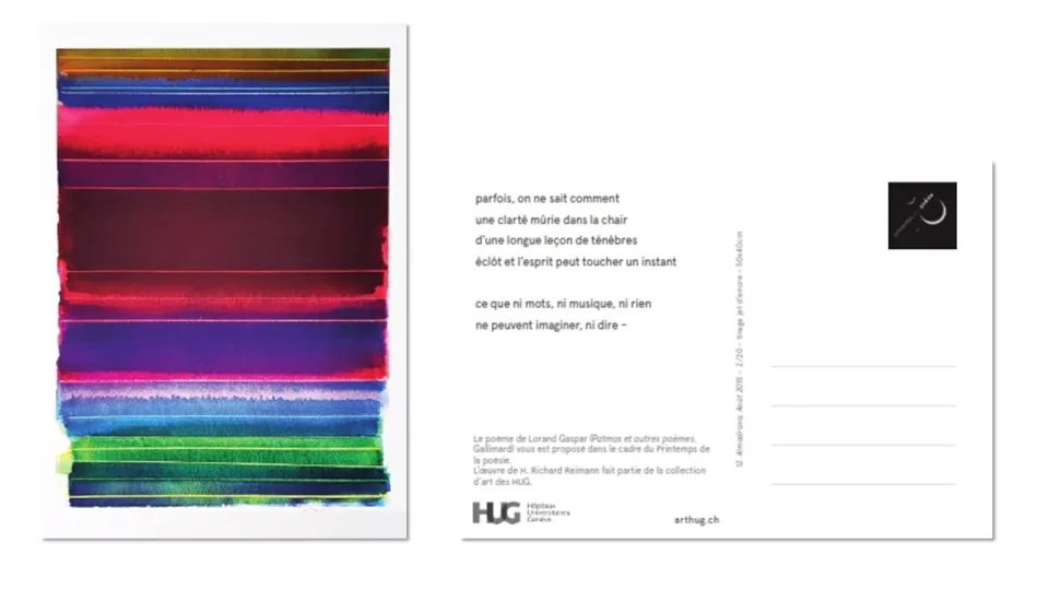 Photo d'une carte postale avec un poème