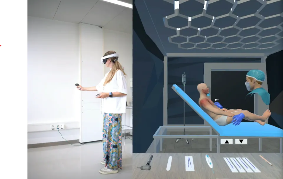 a student using Virtual Reality for an OSCE 