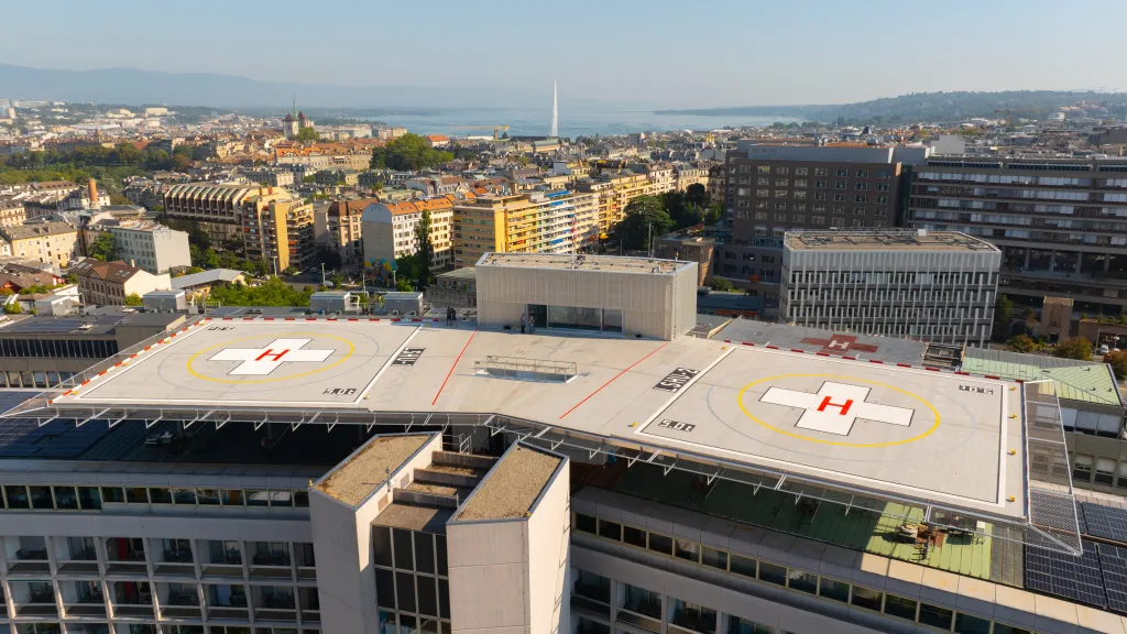 La nouvelle hélistation des HUG comporte une double plateforme