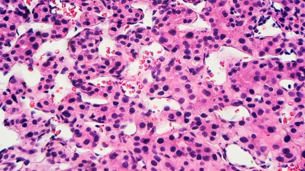 Image par microscopie d’un carcinome hépatocellulaire - Unige.ch