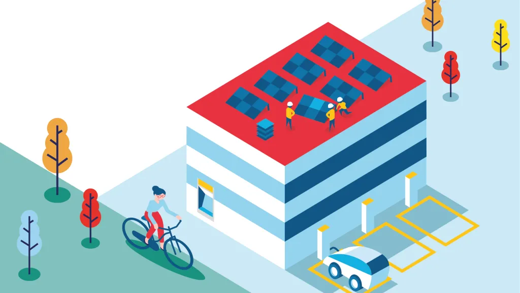 Illustration d'un bâtiment durable