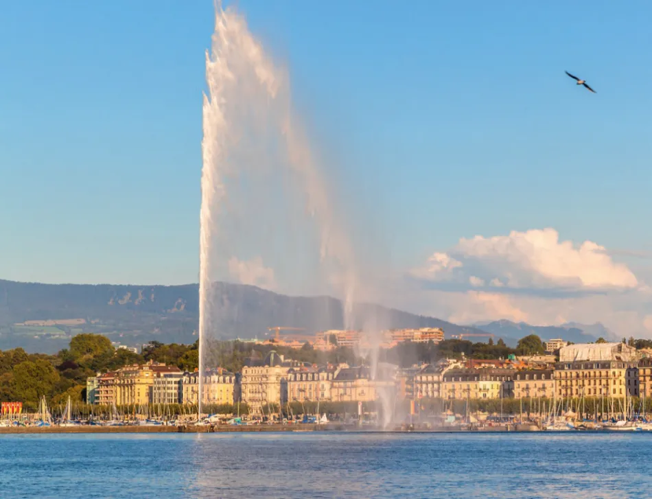 Vue de Genève avec le jet d'eau