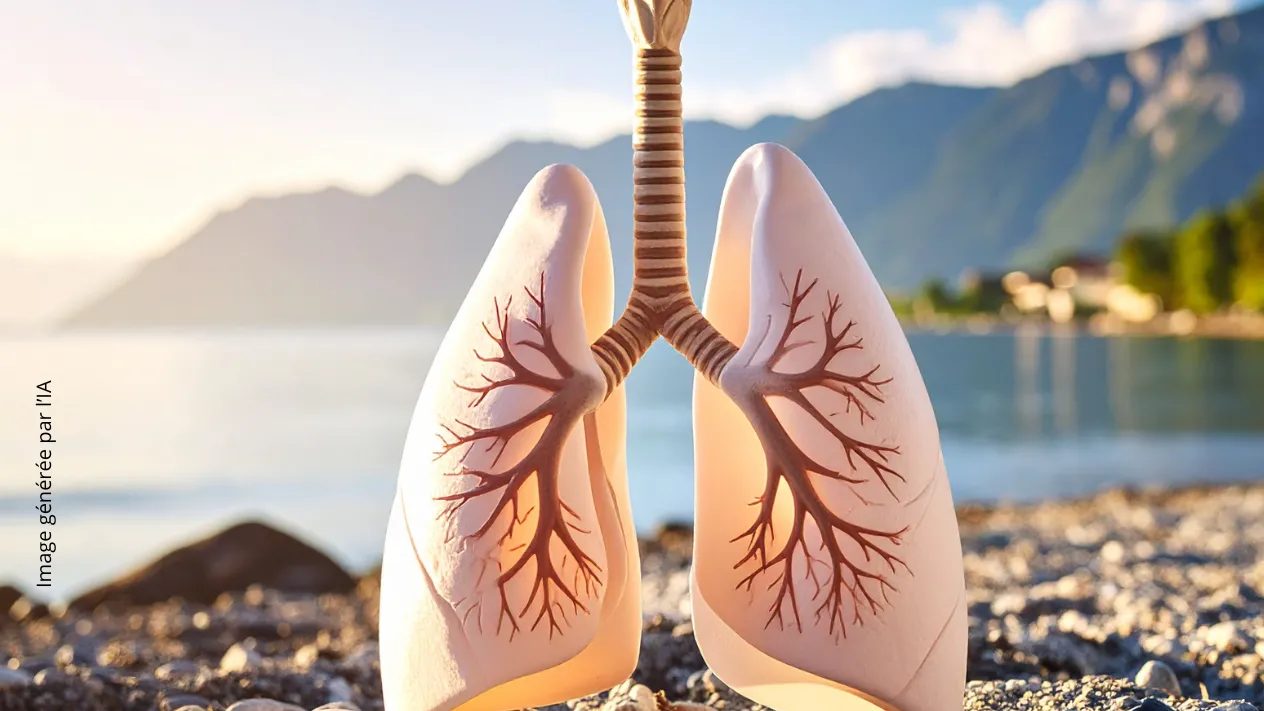 poumon en 3D au bord de l'eau