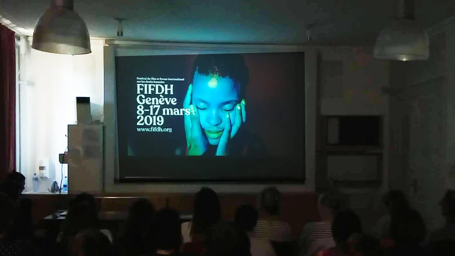 Photo de la projection à Beau-Séjour du film "Delphine et Carole"