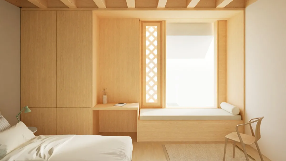 Chambre de l'Hôpital de psychiatrie adulte - Copyright : ffbk Architectes et PTArchitecten