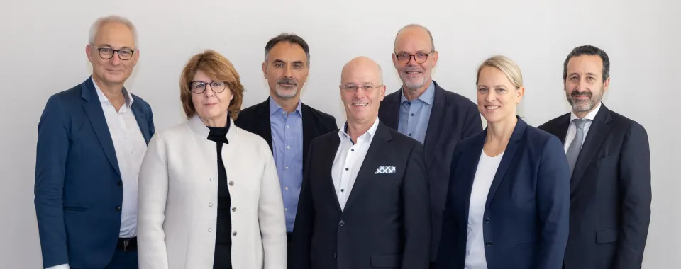 De gauche à droite : Dre Monika Jänicke, USZ, Dr Werner Kübler, USB, Dr Paula Adomeit, Insel Gruppe, Pr Bernhard Pulver, Insel Gruppe, Pr Mauro Oddo, CHUV,  Pr Antoine Geissbühler, Faculté de médecine de Genève et HUG, Robert Mardini, HUG, Copyright : Unimed