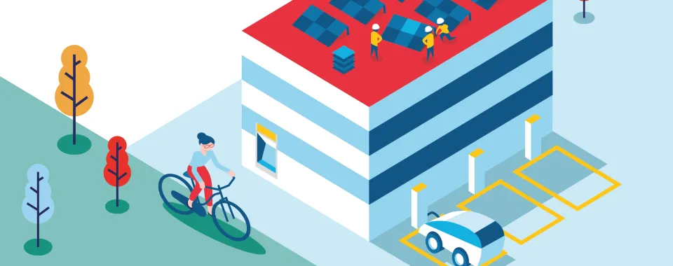 Illustration d'un bâtiment durable